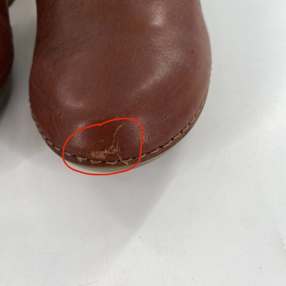 Camper Mules Clogs Slip On Womens Size EU 37/US 6 Brown Leather Wooden Heel - Picture 10 of 11